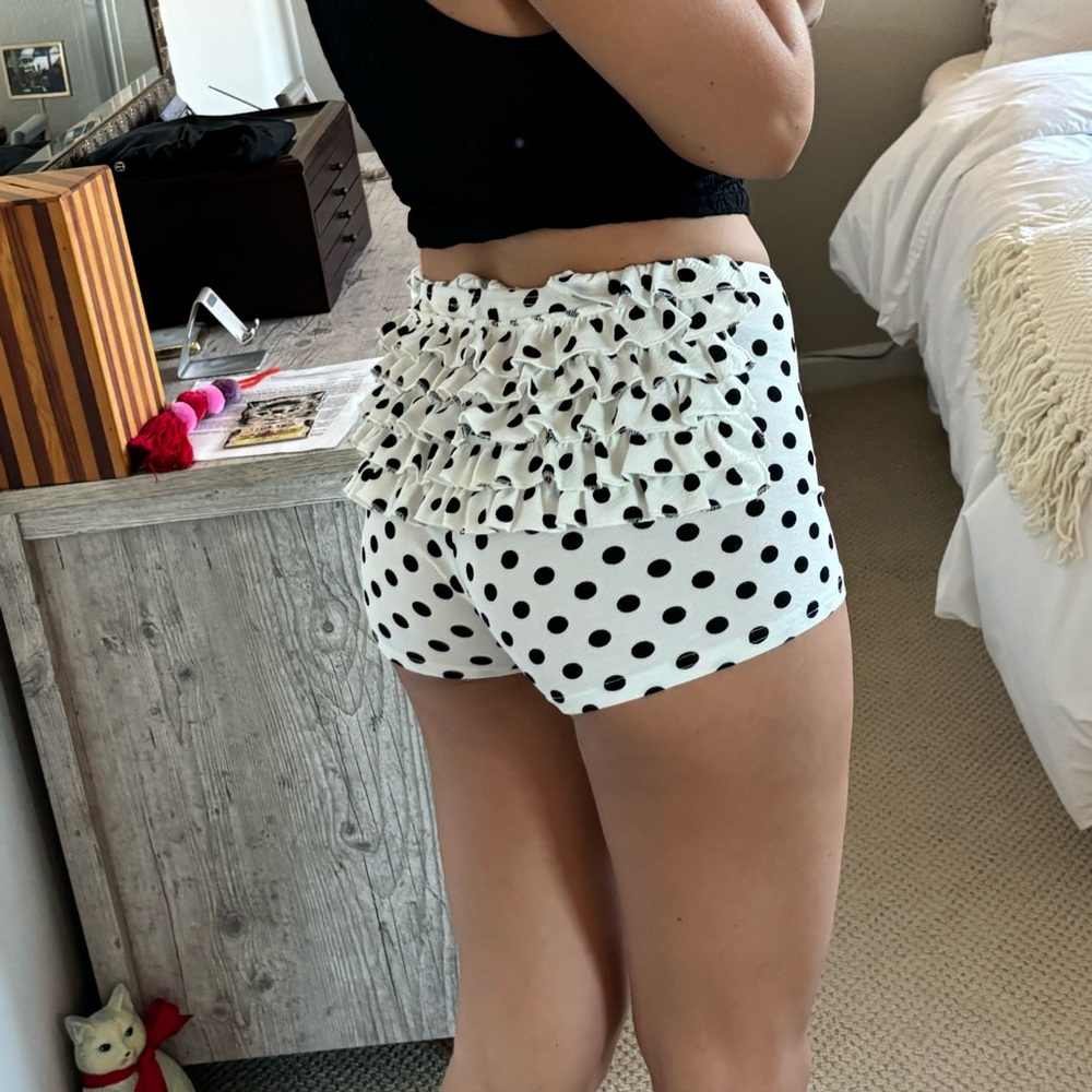 Fashion Nova Black and White Polka Dot High Waist Shorts - Picture 3 of 6